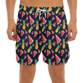 Watercolor Tropical Pattern Print Men's Split Running Shorts