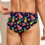 Watercolor Tropical Pattern Print Men's Swim Briefs
