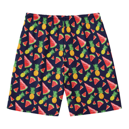 Watercolor Tropical Pattern Print Men's Swim Trunks
