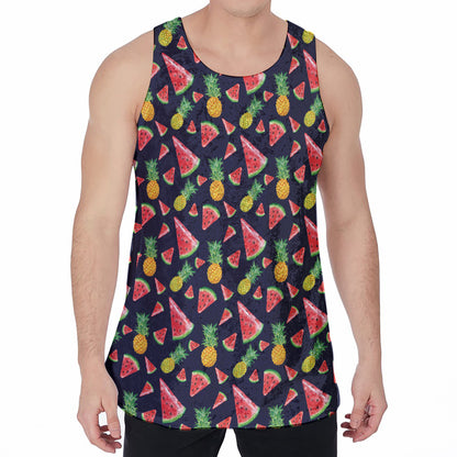 Watercolor Tropical Pattern Print Men's Velvet Tank Top