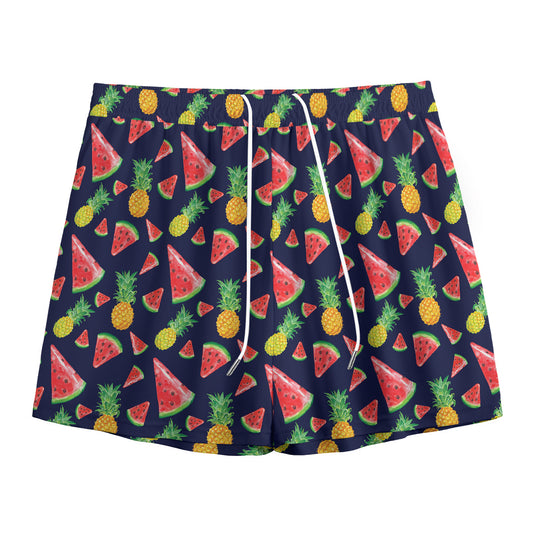 Watercolor Tropical Pattern Print Mesh Shorts