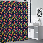 Watercolor Tropical Pattern Print Premium Shower Curtain
