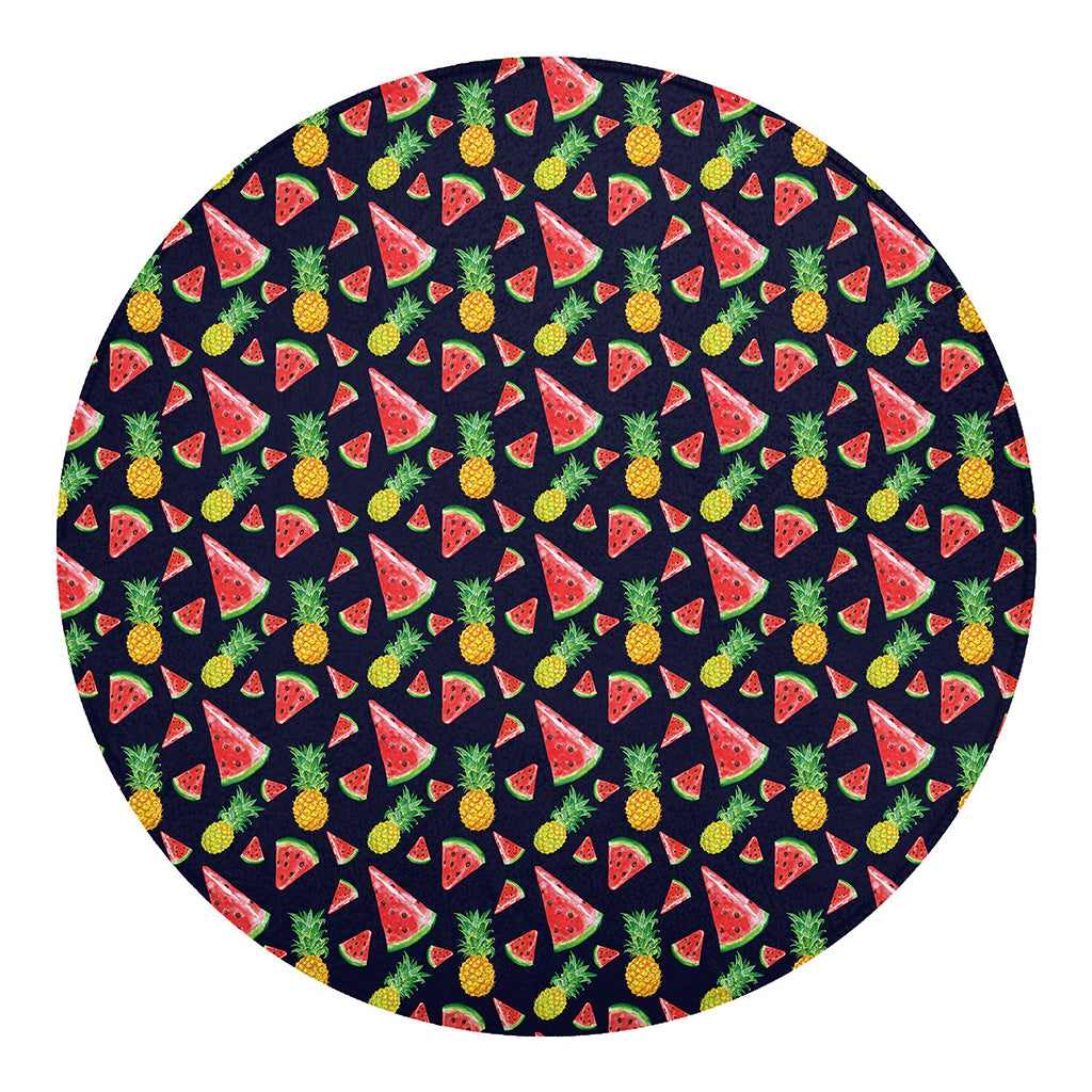 Watercolor Tropical Pattern Print Round Blanket