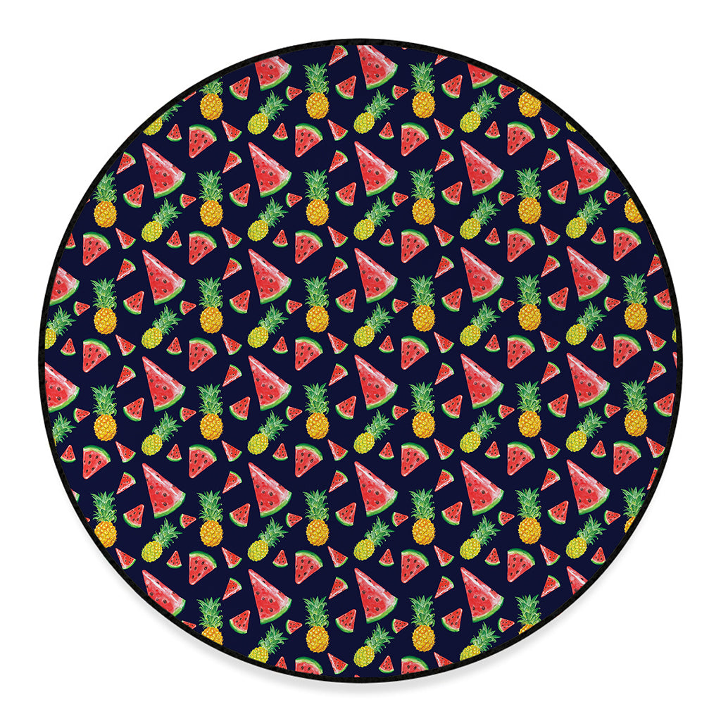 Watercolor Tropical Pattern Print Round Floor Mat