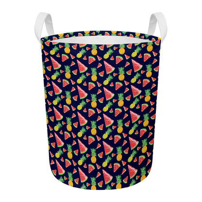 Watercolor Tropical Pattern Print Round Laundry Basket