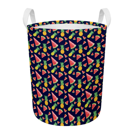 Watercolor Tropical Pattern Print Round Laundry Basket