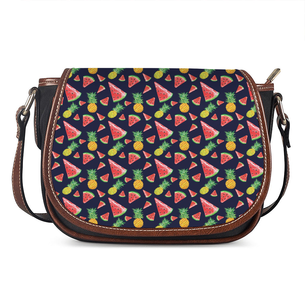 Watercolor Tropical Pattern Print Saddle Bag