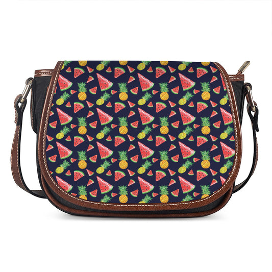 Watercolor Tropical Pattern Print Saddle Bag