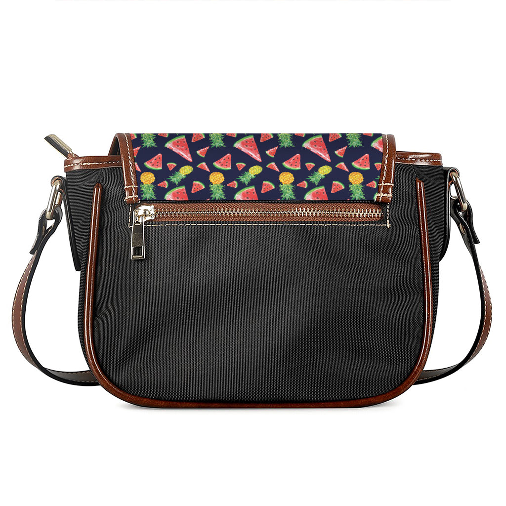 Watercolor Tropical Pattern Print Saddle Bag