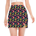 Watercolor Tropical Pattern Print Side Slit Mini Skirt