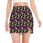 Watercolor Tropical Pattern Print Side Slit Mini Skirt