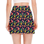 Watercolor Tropical Pattern Print Side Slit Mini Skirt