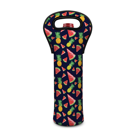 Watercolor Tropical Pattern Print Single Neoprene Wine Tote