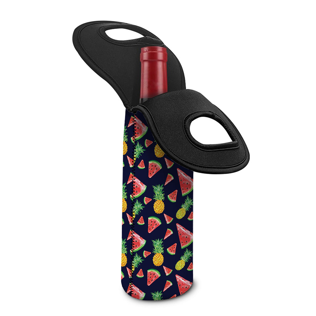 Watercolor Tropical Pattern Print Single Neoprene Wine Tote