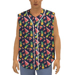Watercolor Tropical Pattern Print Sleeveless Baseball Jersey