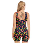 Watercolor Tropical Pattern Print Sleeveless One Piece Swimsuit