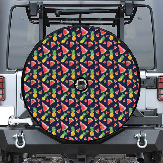 Watercolor Tropical Pattern Print Tire Cover With Camera Hole