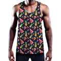 Watercolor Tropical Pattern Print Men's Workout Tank Top