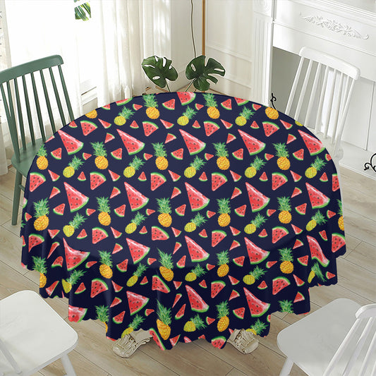 Watercolor Tropical Pattern Print Waterproof Round Tablecloth