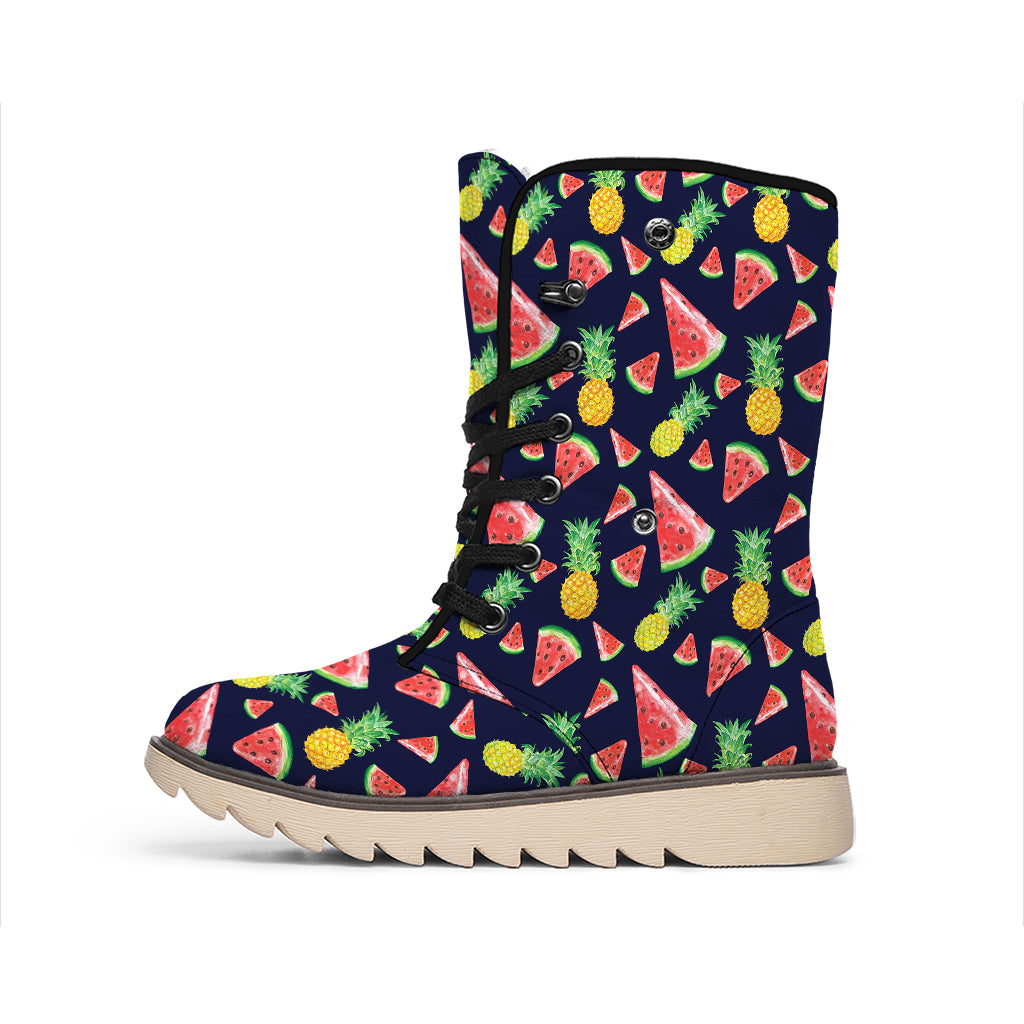 Watercolor Tropical Pattern Print Winter Boots