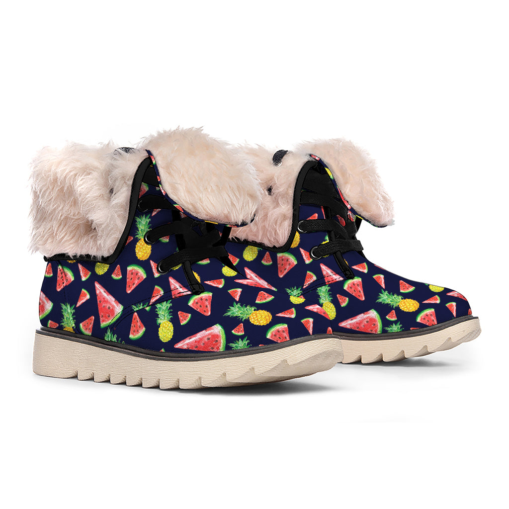 Watercolor Tropical Pattern Print Winter Boots