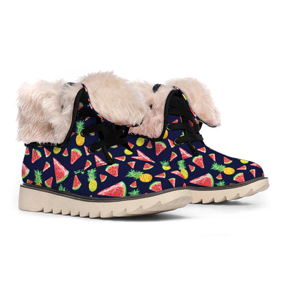 Watercolor Tropical Pattern Print Winter Boots