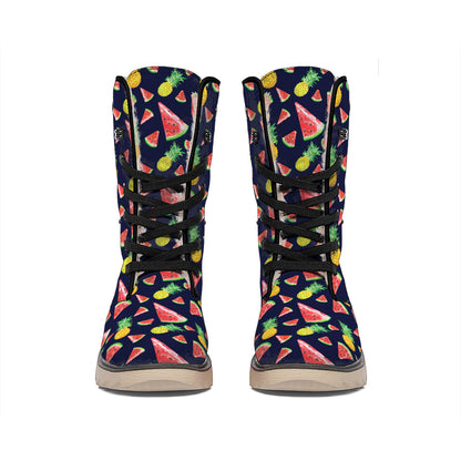 Watercolor Tropical Pattern Print Winter Boots