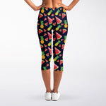 Watercolor Tropical Pattern Print Women's Capri Leggings