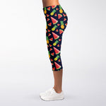 Watercolor Tropical Pattern Print Women's Capri Leggings