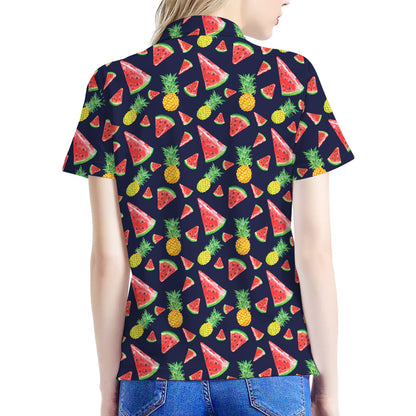 Watercolor Tropical Pattern Print Women's Polo Shirt