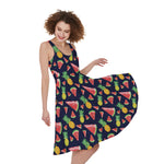 Watercolor Tropical Pattern Print Women's Sleeveless Dress