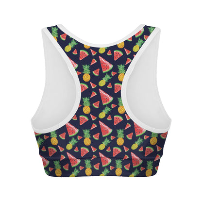 Watercolor Tropical Pattern Print Women's Sports Bra
