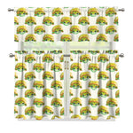Watercolor Turtle Pattern Print 3 Piece Kitchen Curtains