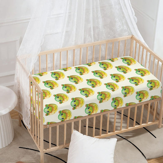 Watercolor Turtle Pattern Print Baby Crib Sheet