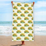 Watercolor Turtle Pattern Print Beach Towel