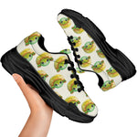 Watercolor Turtle Pattern Print Black Chunky Shoes