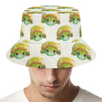 Watercolor Turtle Pattern Print Bucket Hat