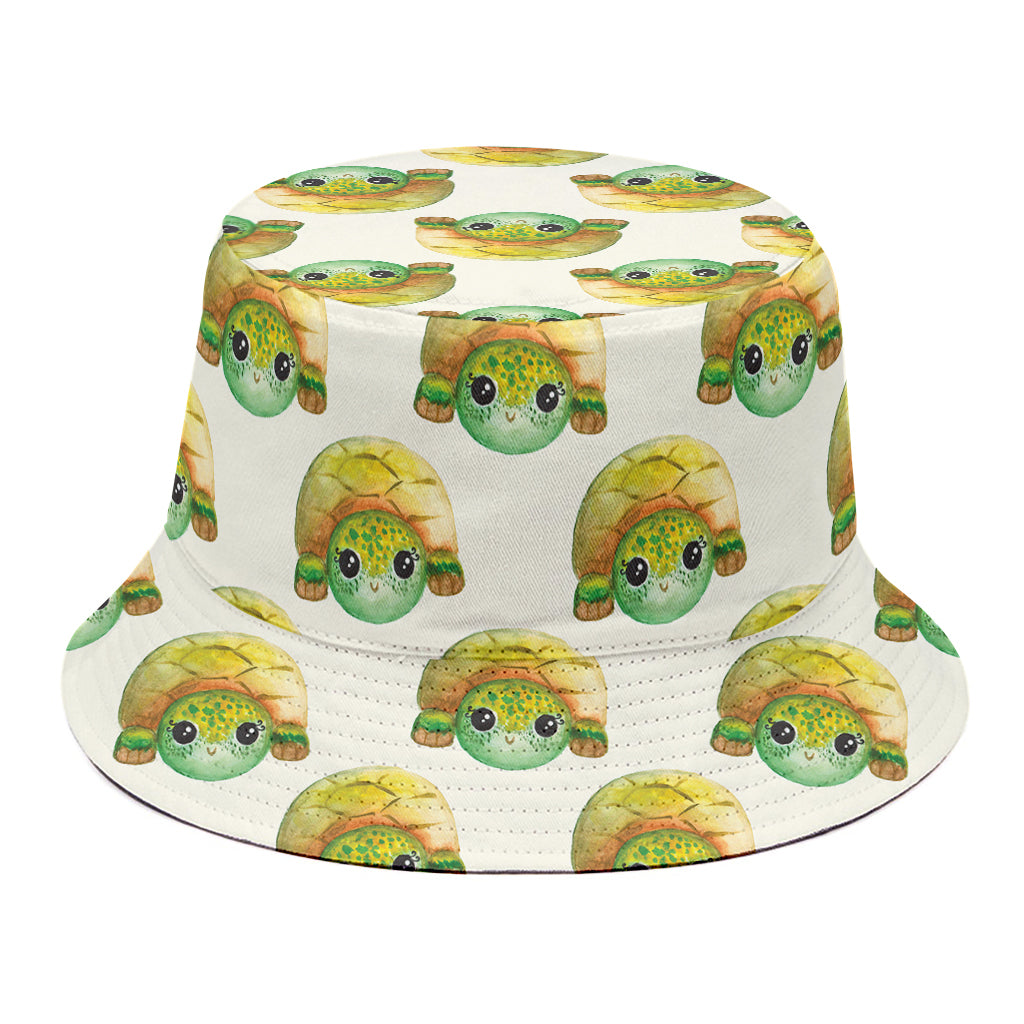 Watercolor Turtle Pattern Print Bucket Hat