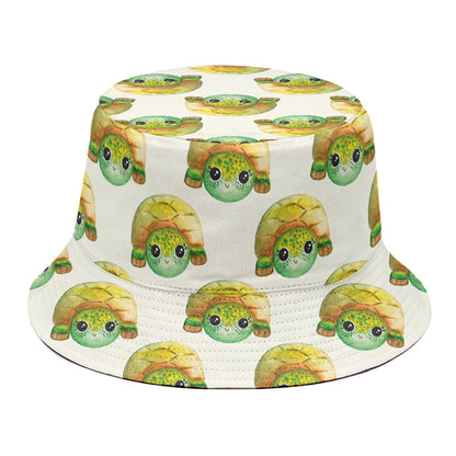 Watercolor Turtle Pattern Print Bucket Hat