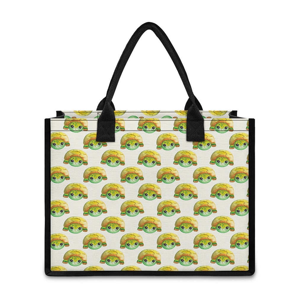 Watercolor Turtle Pattern Print Canvas Tote Bag