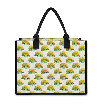 Watercolor Turtle Pattern Print Canvas Tote Bag