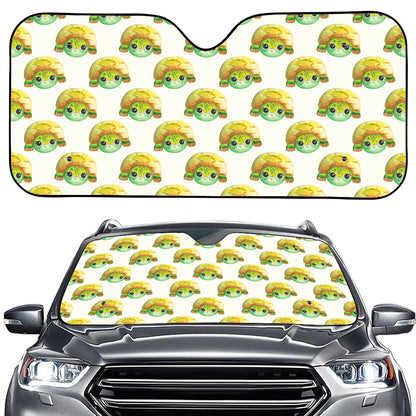 Watercolor Turtle Pattern Print Car Windshield Sun Shade