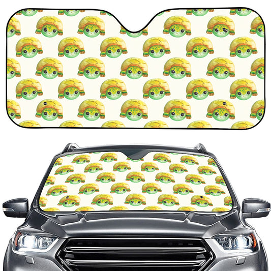 Watercolor Turtle Pattern Print Car Windshield Sun Shade