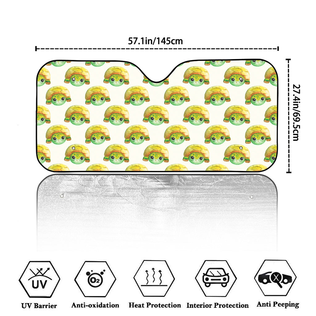 Watercolor Turtle Pattern Print Car Windshield Sun Shade