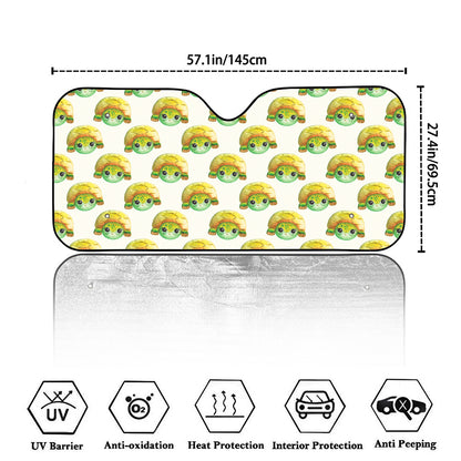 Watercolor Turtle Pattern Print Car Windshield Sun Shade