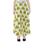 Watercolor Turtle Pattern Print Chiffon Maxi Skirt