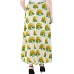 Watercolor Turtle Pattern Print Chiffon Maxi Skirt