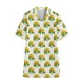 Watercolor Turtle Pattern Print Cotton Hawaiian Shirt