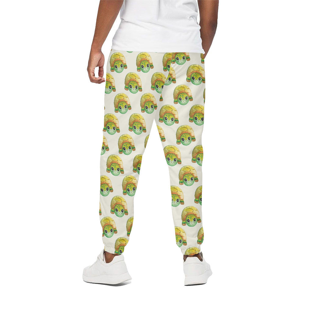 Watercolor Turtle Pattern Print Cotton Pants