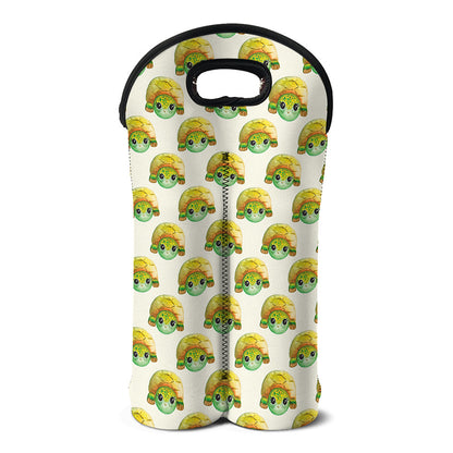 Watercolor Turtle Pattern Print Double Neoprene Wine Tote